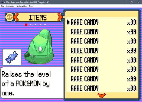 Unlimited Rare Candy game shark code for Pokemon Emerald.